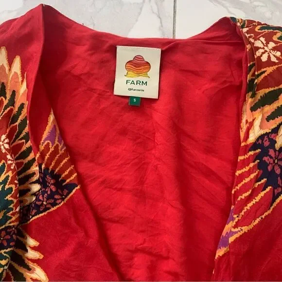 FARM Rio Jumpsuit Women Small Red Wonderful Deep V-Neck toucans Crop Ajustable - Picture 3 of 12